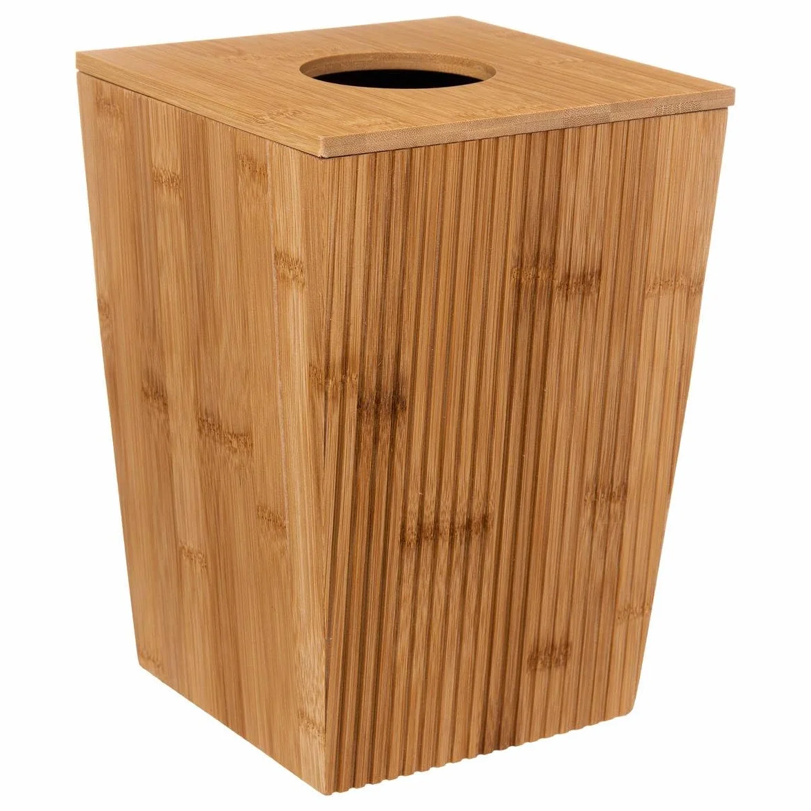 5five - Papelera de bambú de 6 litros con Tapa - Papelera de Madera de diseño para baño