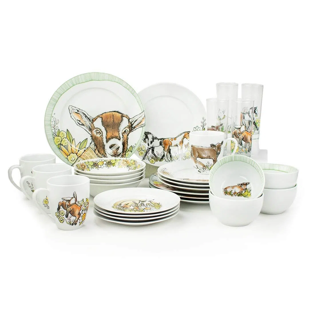 Everything Kitchens Baby Barnyard Animals Colección vajilla