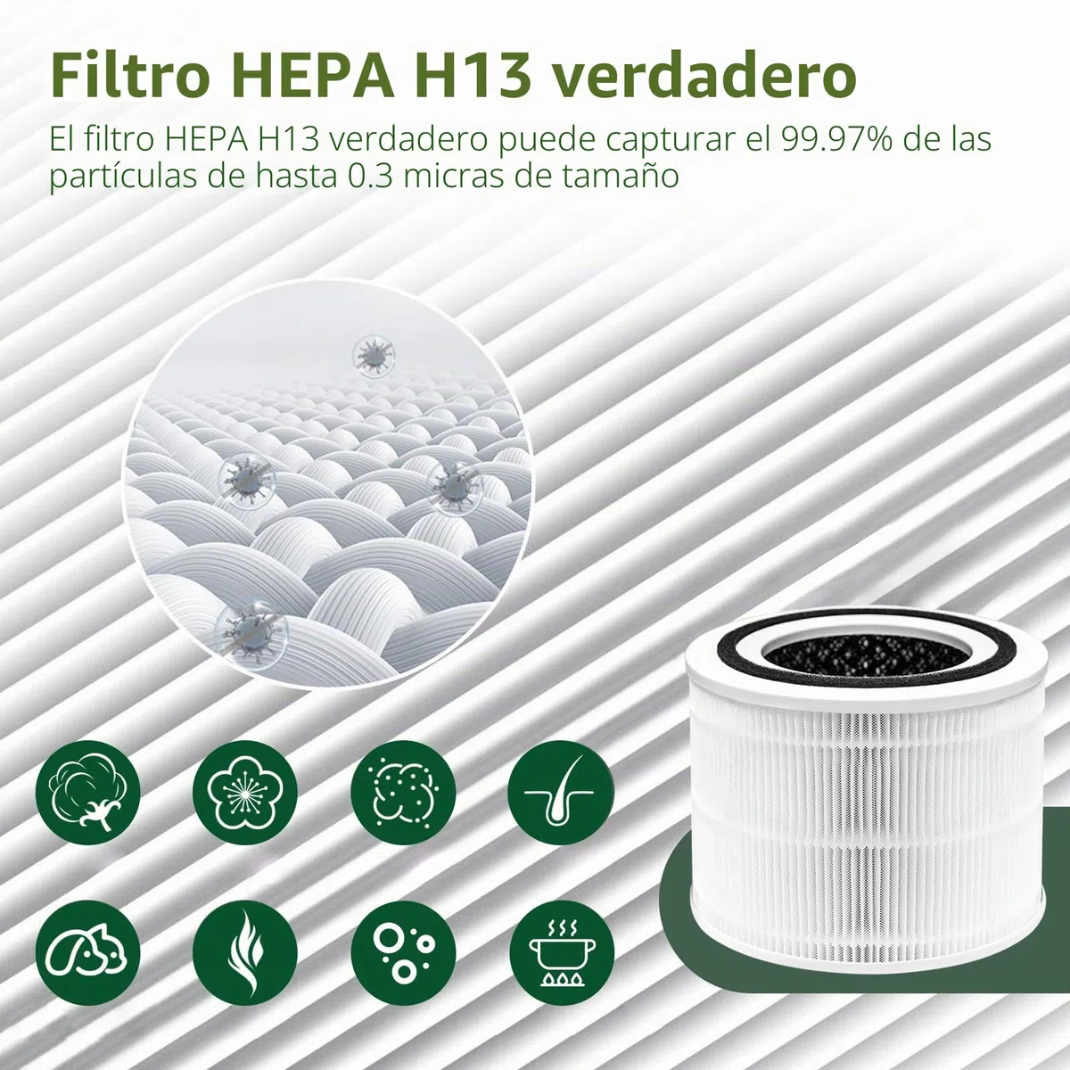Core 300 Filtro de repuesto compatible con purificadores de aire LEVOIT Core 300/300S, filtro HEPA verdadero H13 y carbón activado, filtración 3 en 1 (paquete de 2)