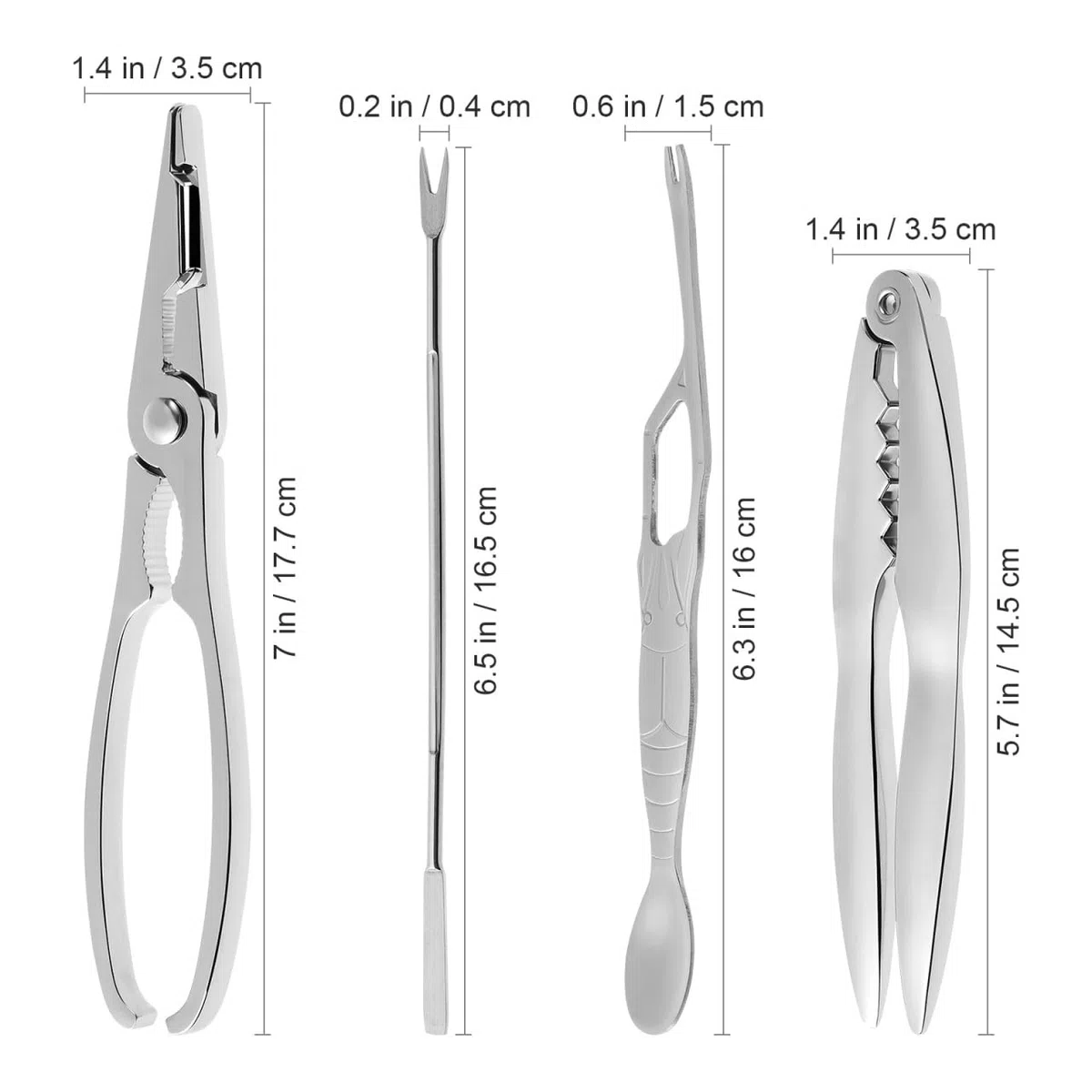 Sewroro Juego de 6 Utensilios para Mariscos de Acero Inoxidable Kit para Comer Cangrejo y Langosta con Mango Ergonómico Incluye Tenedores y Pelador Adecuado para Uso Doméstico y