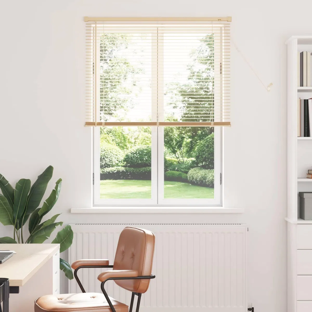 vidaXL Persiana Veneciana Marrón Claro con Patrón 150 x 100 cm PVC, Persiana Veneciana Moderna y Resistente para Oficina en casa, filtra luz, Protege privacidad, Uso Interior