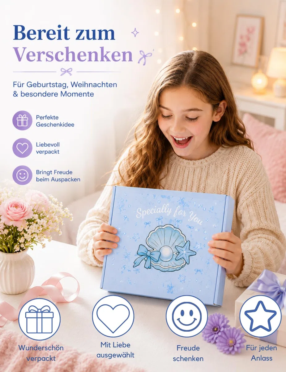 Regalos para Niña 10 11 12 13 14 15 Años, Regalo Cumpleaños Niña Adolescente, Caja de Regalo Aesthetic con Vaso de Cristal, Cuaderno, Espejo y Tarjeta, Regalo Amiga Hermana