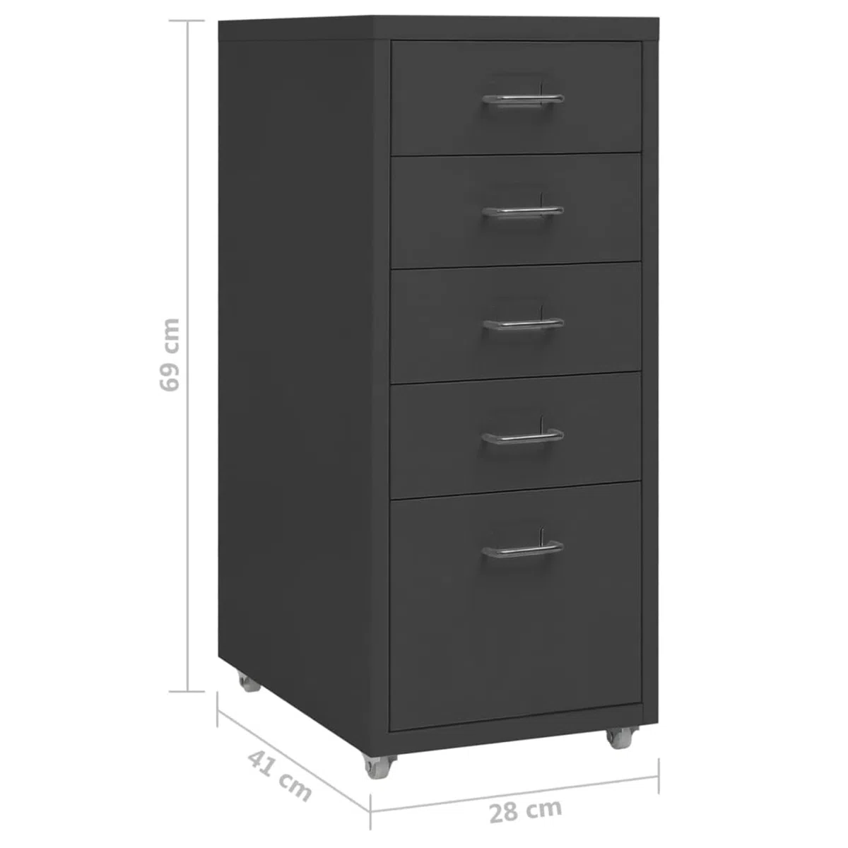 Gecheer Armario Archivador Armarios Metalico Cajonera Documentos Oficina Despacho Archivos Estudio Almacenamiento Muebles Estante Decoración Antracita 28x41x69 cm