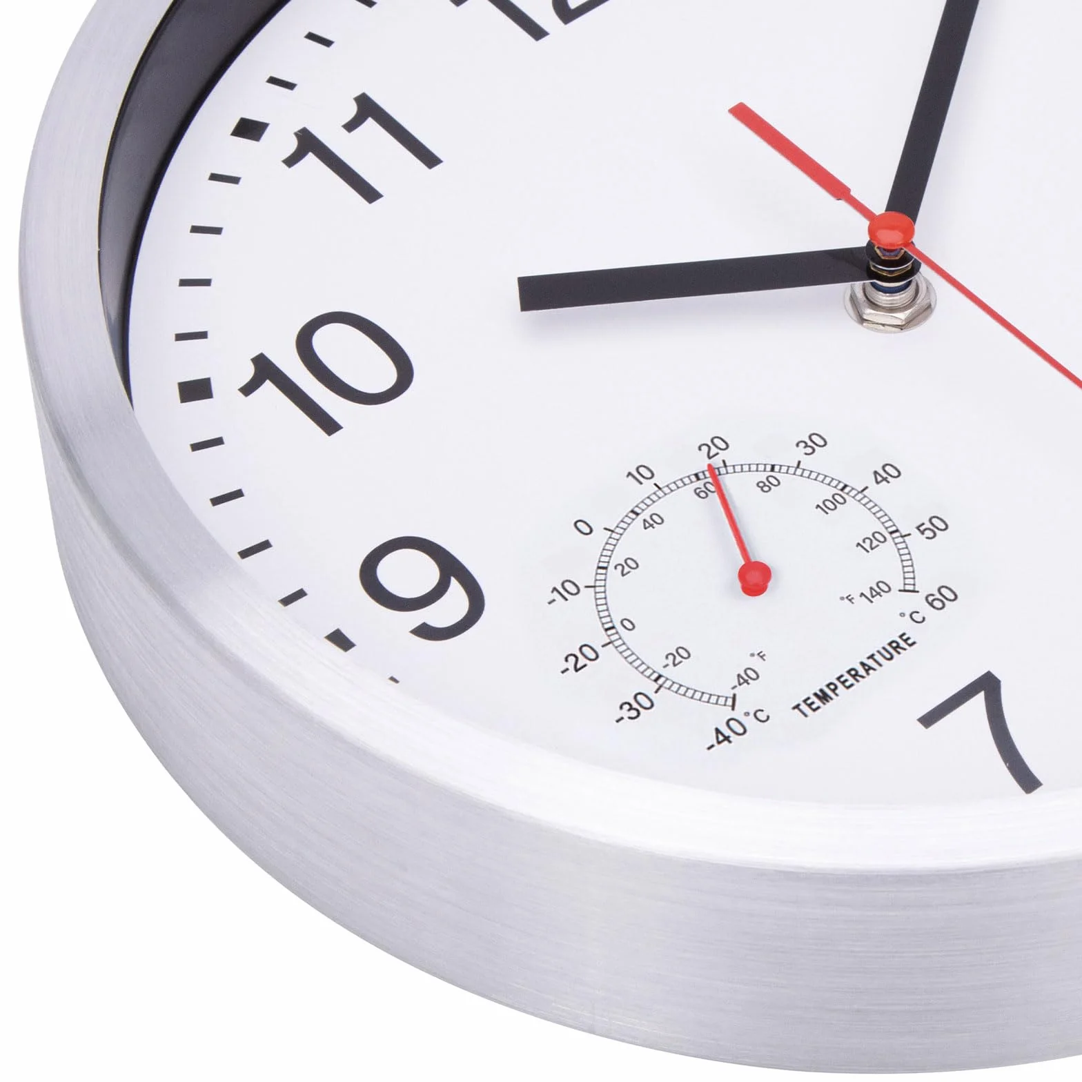 VIVILINEN Reloj de Pared Controlado por Radiofrecuencia con Termómetro e Higrómetro Mecanimo Silencioso Sin Tictac Estilo Moderno Reloj de Pared Decorativo para Cocina Salon Dormitorio