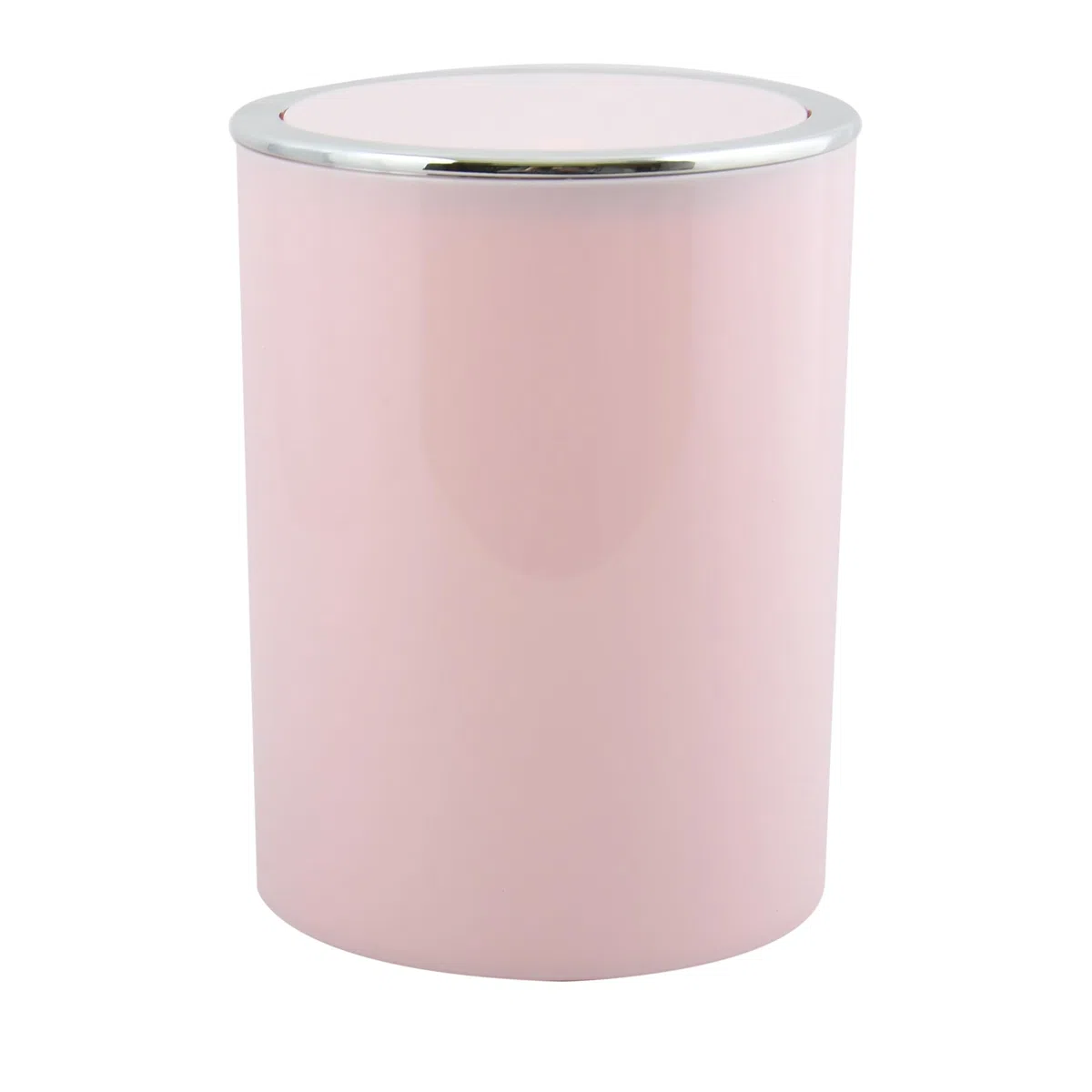 MSV - Papelera de baño Aspen - Pedal y tapa basculante - 6 L - Ø18,5 x 26 cm - Rosa claro - Diseño elegante - Ideal para baño, oficina y cocina