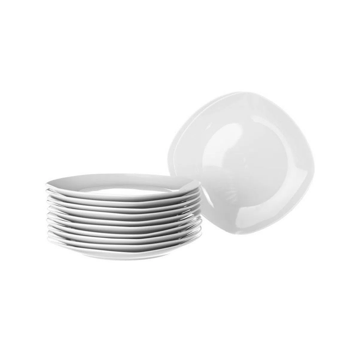 UNIMASA - Juego de 12 platos de postre cuadrados blancos de porcelana de 19 cm. Configura tu vajilla completa moderna para 12 personas a tu gusto