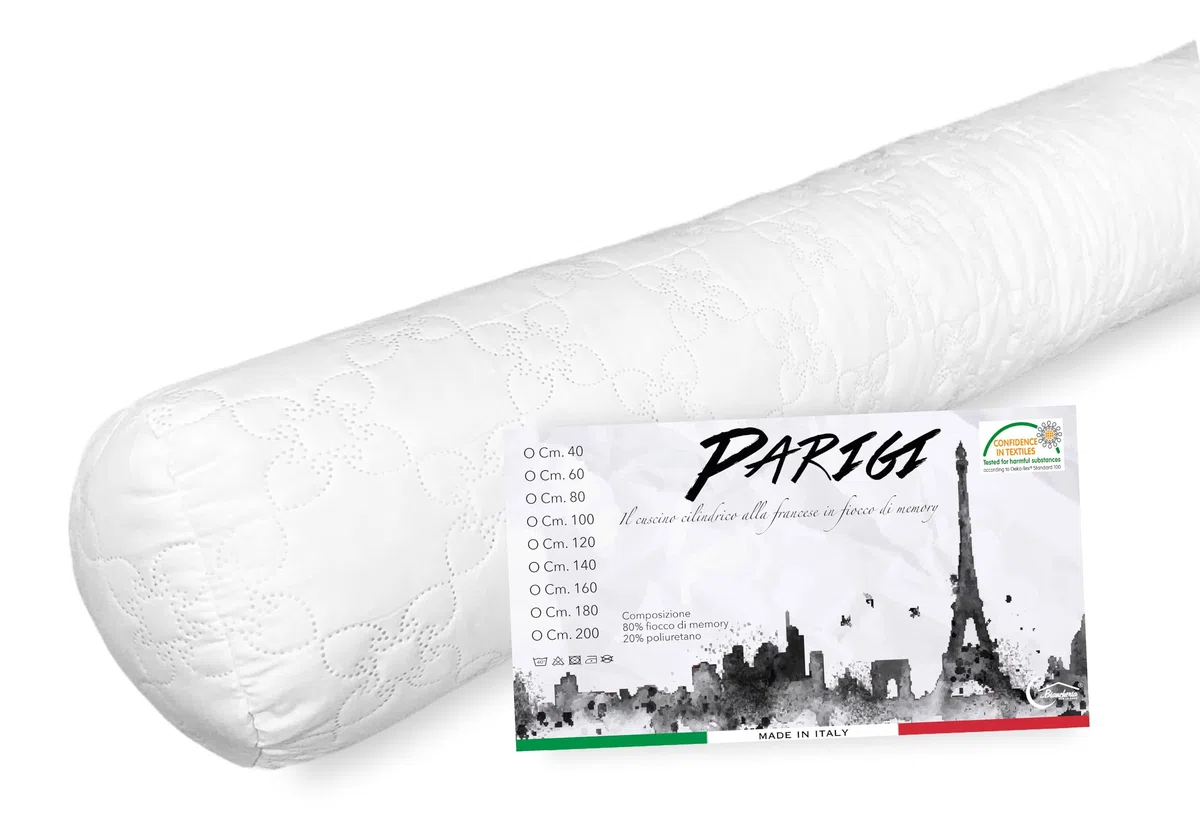 Tex Family Cojín Parigi Cilíndrico – Rollo Viscoelástico, Funda de Microfibra Melocotón, Soporte Ergonómico Cervical y Lumbar, Lavable, Cm. 140