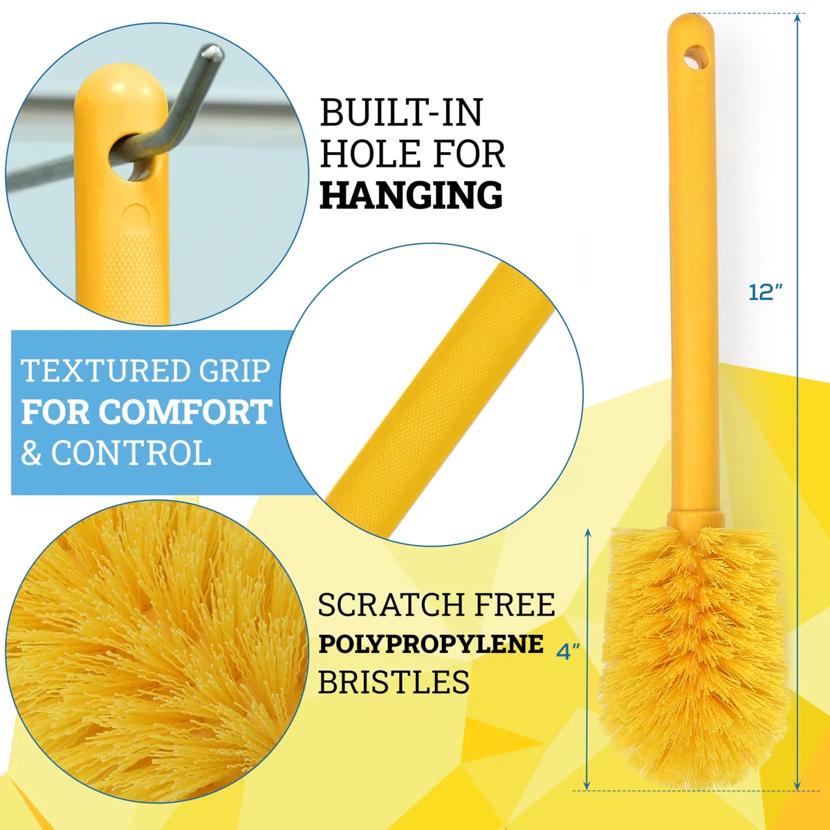 Cepillo de limpieza KLEEN HandLER | Cepillo de botella para limpiar vidrios y tarros, cerdas duraderas y mango largo (6 cepillos)