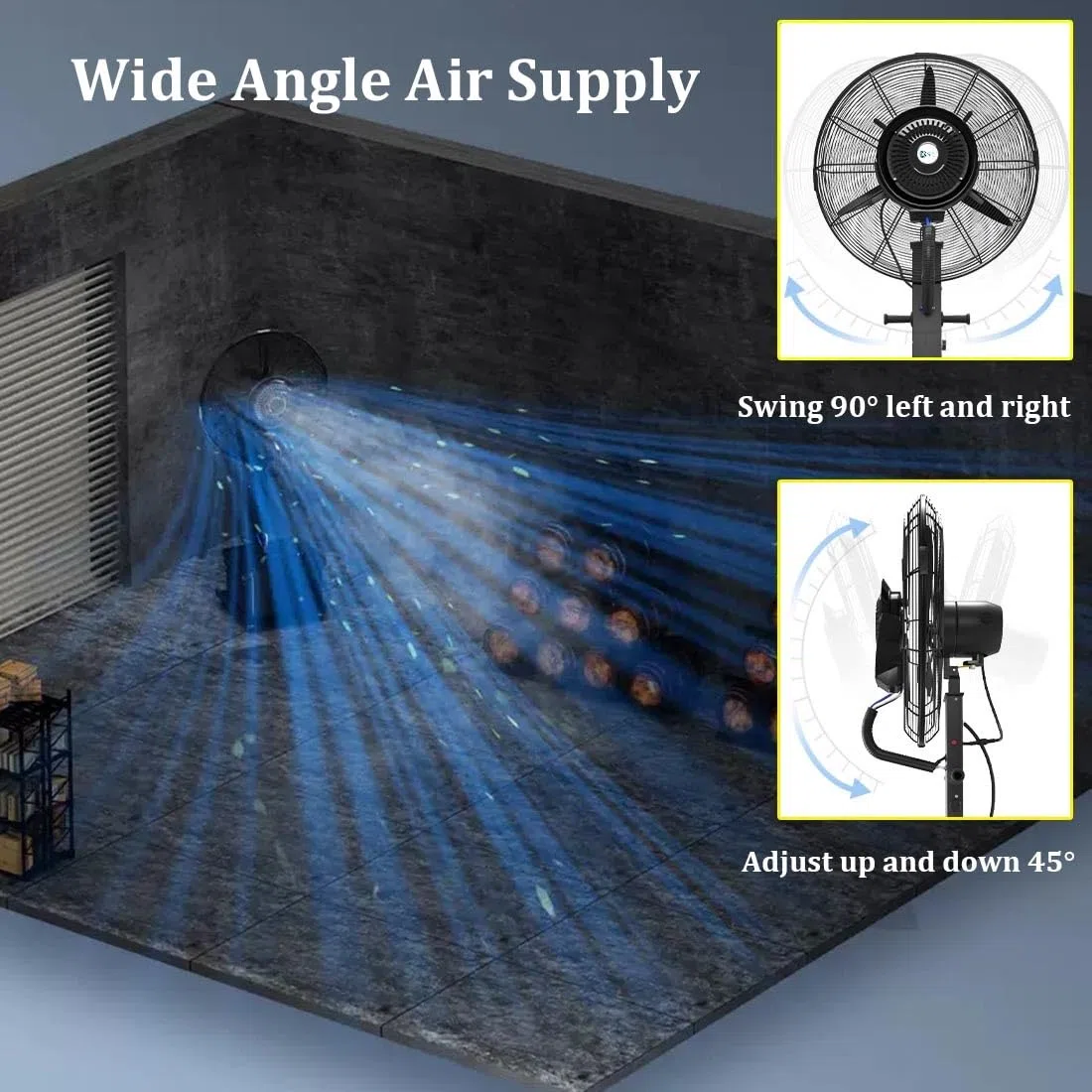 sdneNest Pulverizadores para exteriores de 30 pulgadas para patio, jardín, pedestal, potente enfriamiento, tienda industrial para garaje, patio, gimnasio, camping, 320 W/66 cm