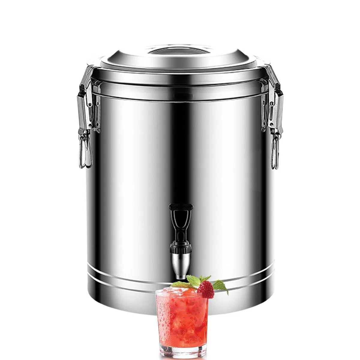 Dispensador con grifo y jarra en acero inoxidable | Dispensador de Agua y Bebidas con Grifo Para Café Té Limonada Caliente Y Frío Hogar Picnic