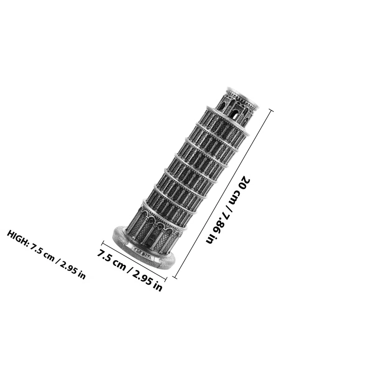 Alipis Mini Maqueta Torre Inclinada de Pisa, Adorno Arquitectónico de Aleación de Zinc, Elaborado para Embellecimiento del Hogar y Oficina