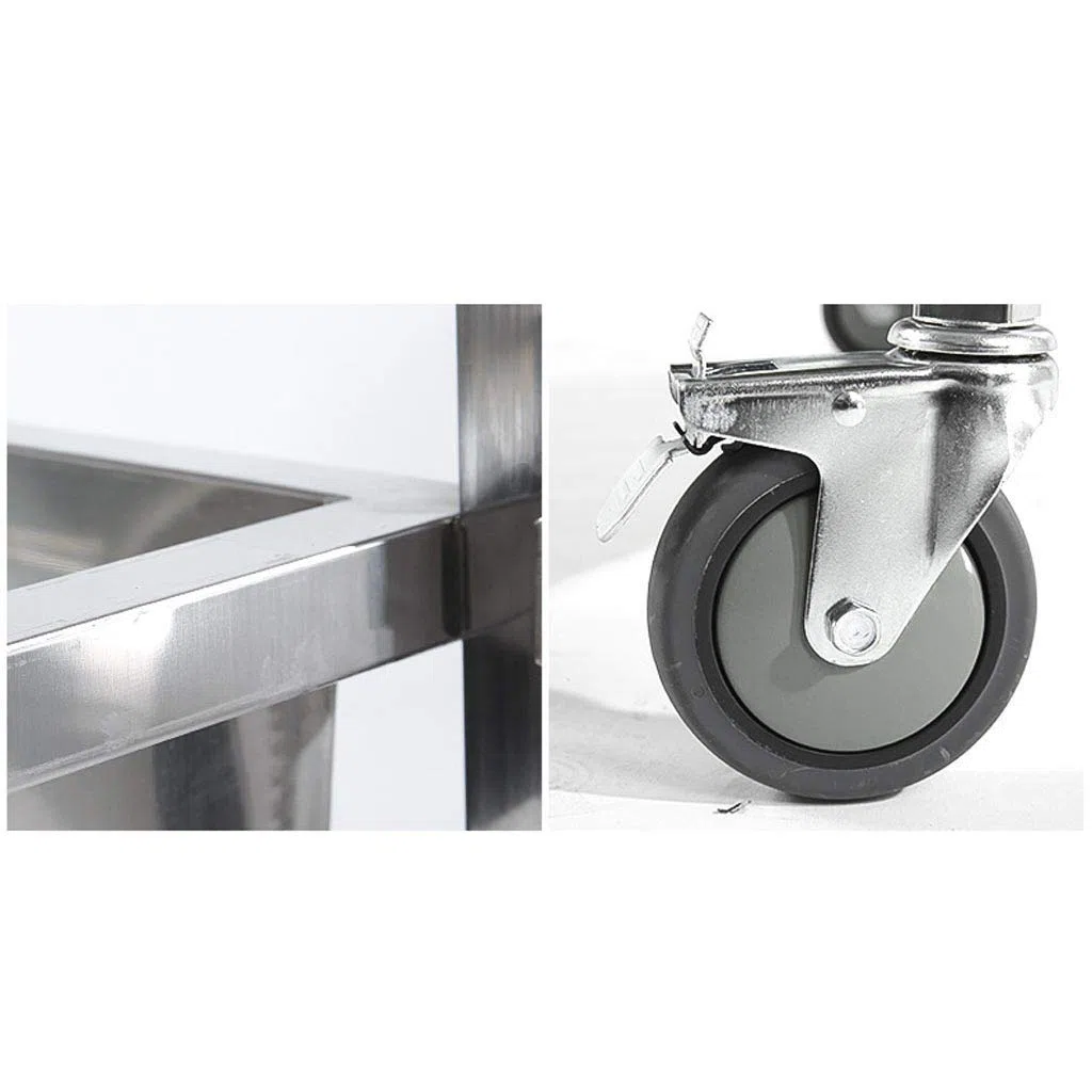 Carrito de almacenamiento multifuncional de 3 niveles, carrito de servicio de acero inoxidable, carrito de recogida de platos, para restaurantes, vagones de vino, con función de hotel, carrito