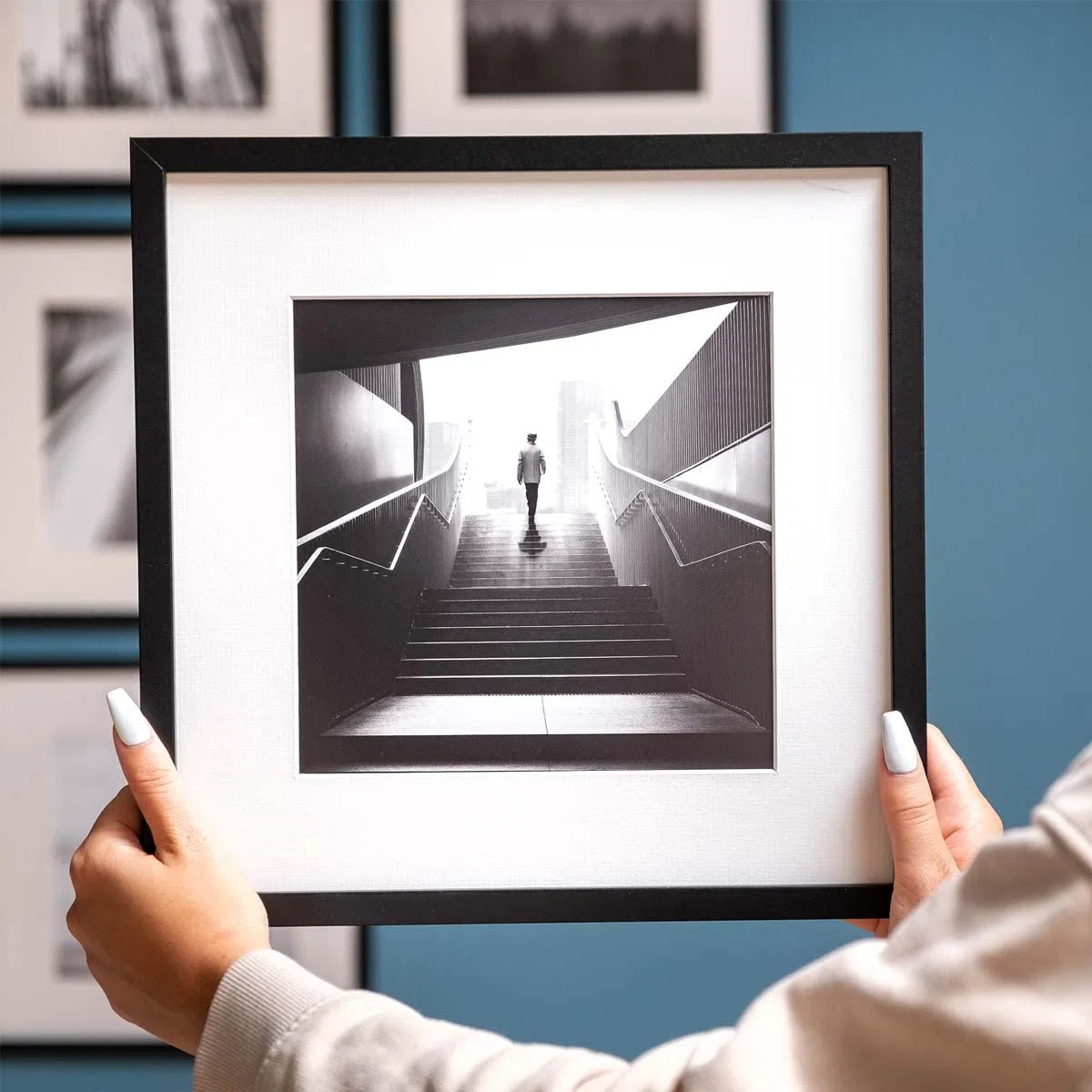PHOTOLINI Papel paspartú para Fotos/Papel paspartú Biselado