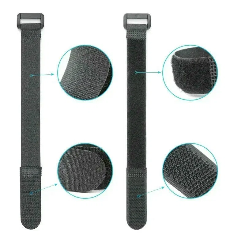 Bridas reutilizables autoadhesivas negras de nailon de 20 mm de ancho con hebilla invertida, organizadoras, con cierre de gancho y bucle, 300 unidades, 20 x 400 mm
