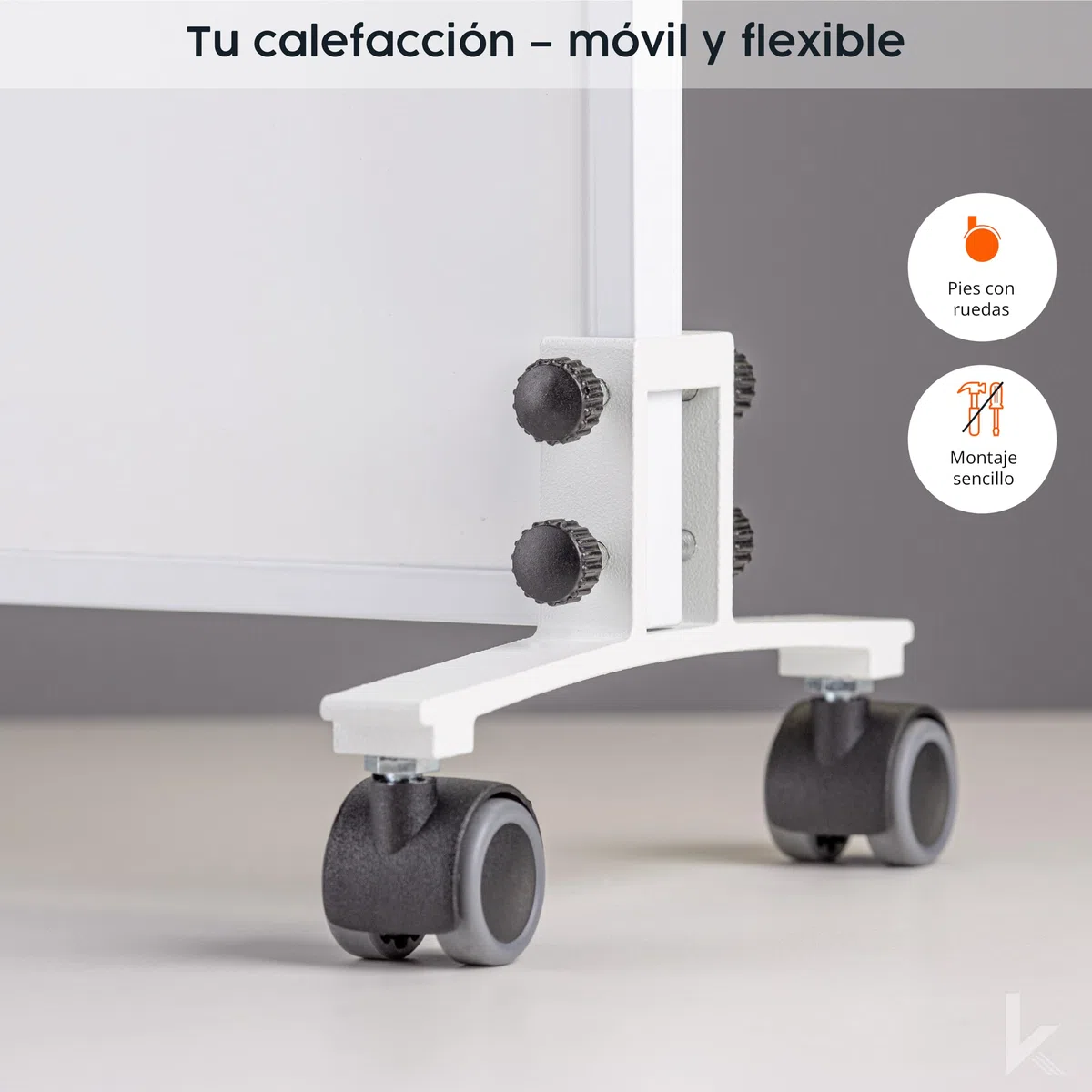 Könighaus radiador eléctrico de infrarrojos - 600 vatios - Bajo consumo = se calienta en 2 minutos - Con patas y termostato - Calefactor móvil - atractivo con diseño: Blanco