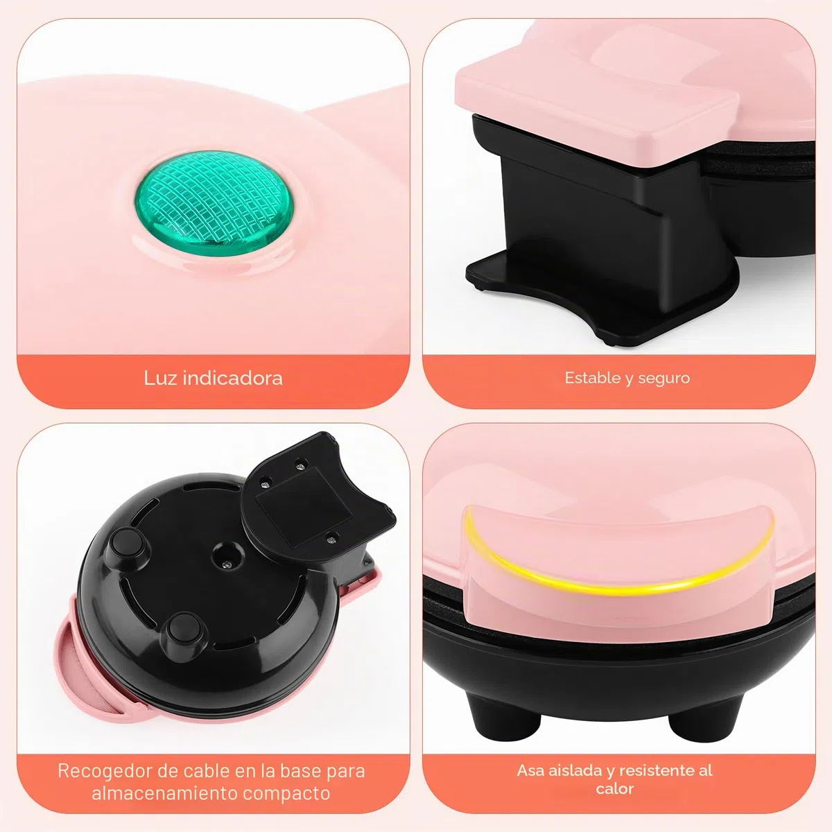 Mini gofrera belga - Diámetro: 10 cm - 220 V - 350 W - Pequeña gofrera clásica - Calentamiento por ambas caras