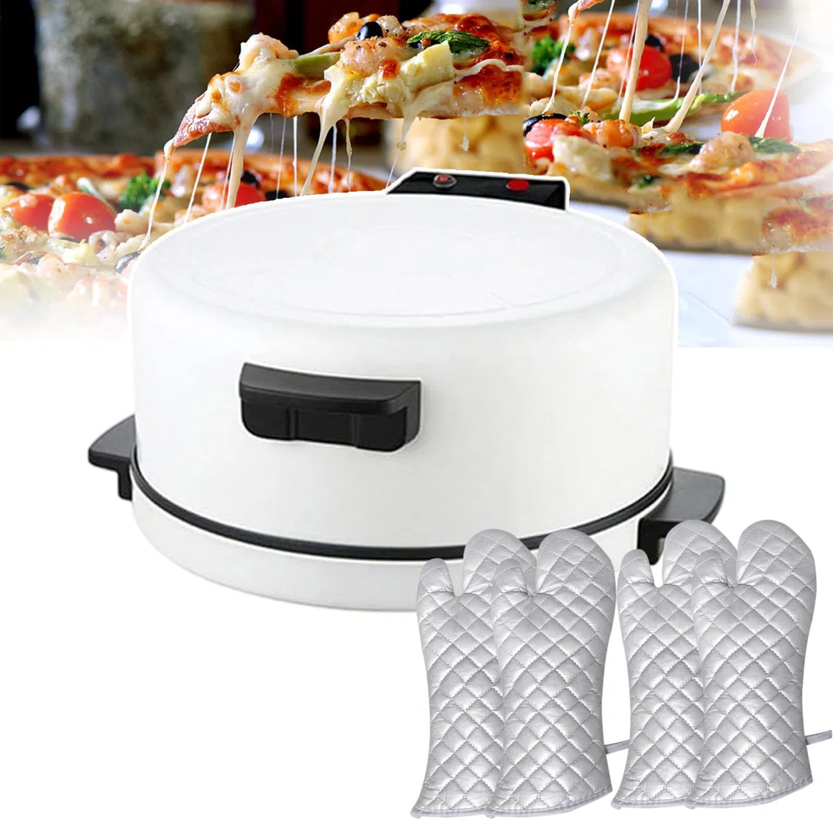 Mini Horno para Pizza De 11,8" | Máquina para Hacer Pizza Antiadherente De 2000W | Máquina para Hacer Pan Y Pizza Automática | Horno Profesional para Pizza con Parrilla