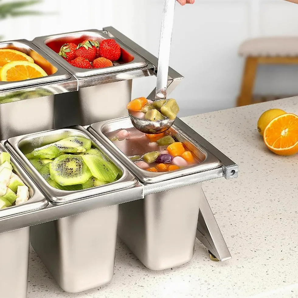 Juego de recipientes de acero inoxidable para pizza con tapas, dispensador de condimentos y organizador de especias para salsas, condimentos, mermeladas y frutas. Solución perfecta para cocina
