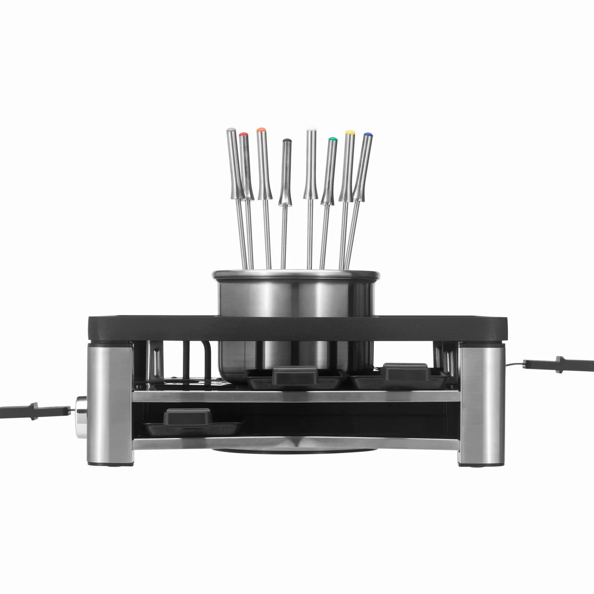 WMF Lumero - Grill Gourmet 3 en 1, 3 funciones Raclette, Fondue, Grill iluminación LED, Gourmet, hasta 8 personas, hasta 1 L, acero inoxidable, antiadherente