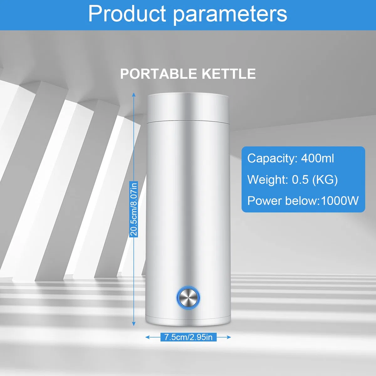 Mkitnvy Hervidor de agua eléctrico de viaje,Calentador de Agua de 400ML,mini camping,5 minutos de cocción rápida,para la preparación de té, café y leche para bebés