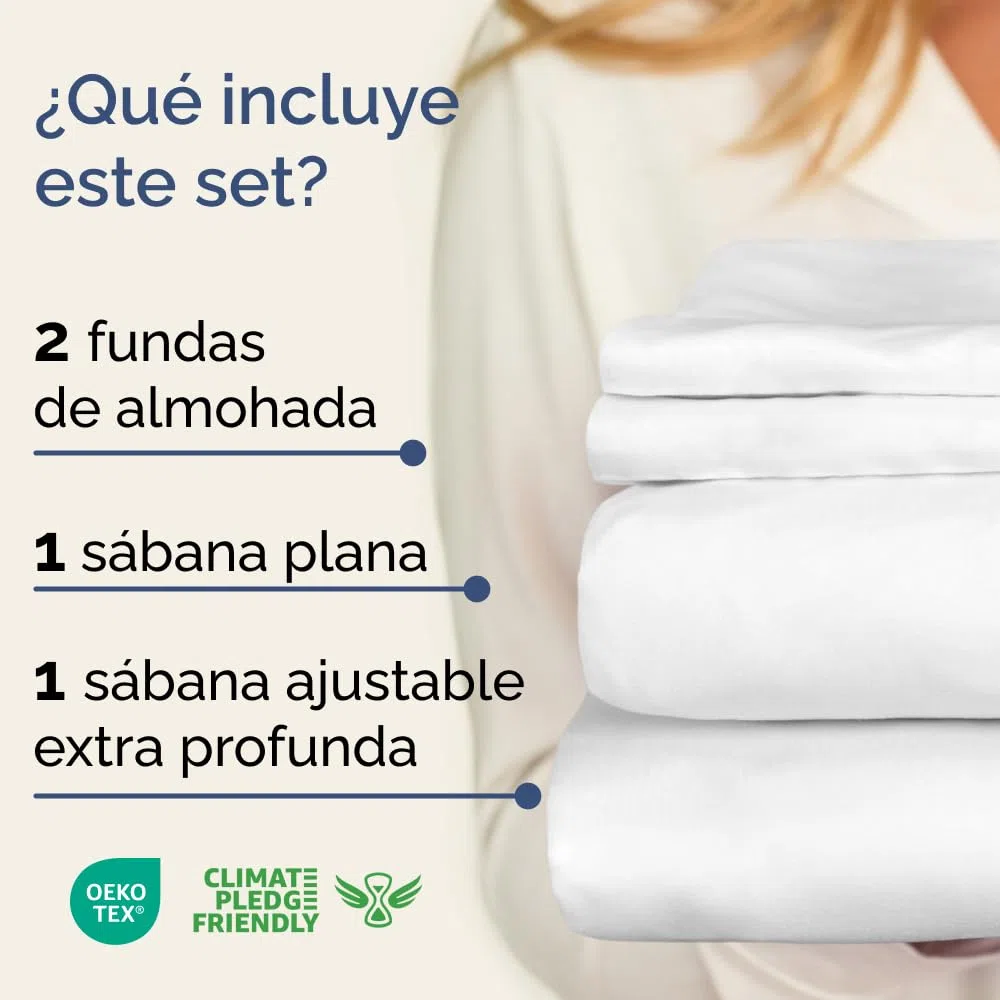 Juego de Sabanas 4 Piezas Cama 180x200 - Sábana Bajera, Sábana Encimera y 2 Fundas Almohada 50x80 - Microfibra Suave Transpirable Antiarrugas - Ropa de Cama Colchón hasta 35cm - Oeko-Tex - Blanco