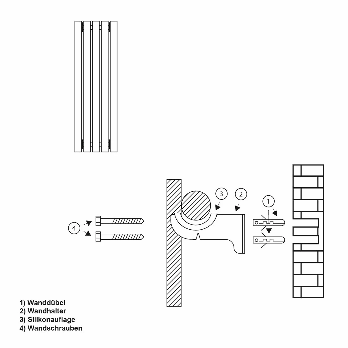 LuxeBath Material de Montaje Blanco para Radiador de Baño/Salón Stella para Modelos Rectos o Curvos, Soporte de Suspensión para Estufas, Calentadores y Secadores de Toallas Ensamblaje para Calefacción