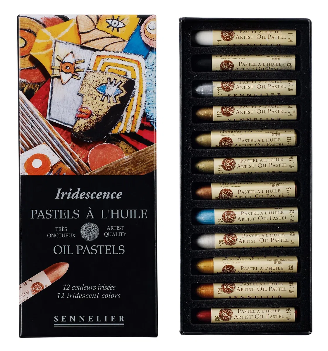 Sennelier - Caja de 12 pasteles al óleo, colores iridiscentes