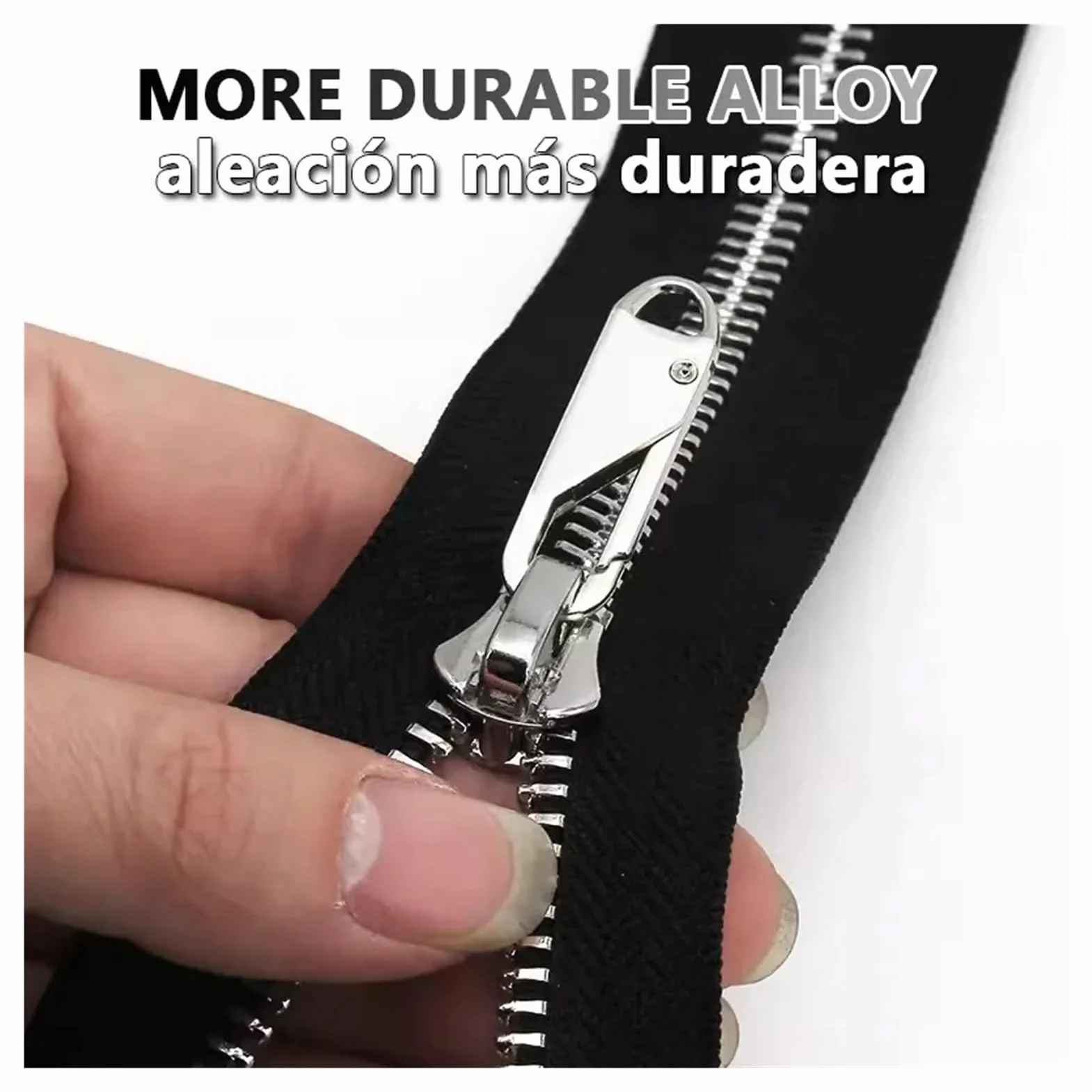 BUUV Kit de reparación de cremallera de repuesto para equipaje, mochila, ropa, pantalones, cartera (gris, 1 pieza_metal)