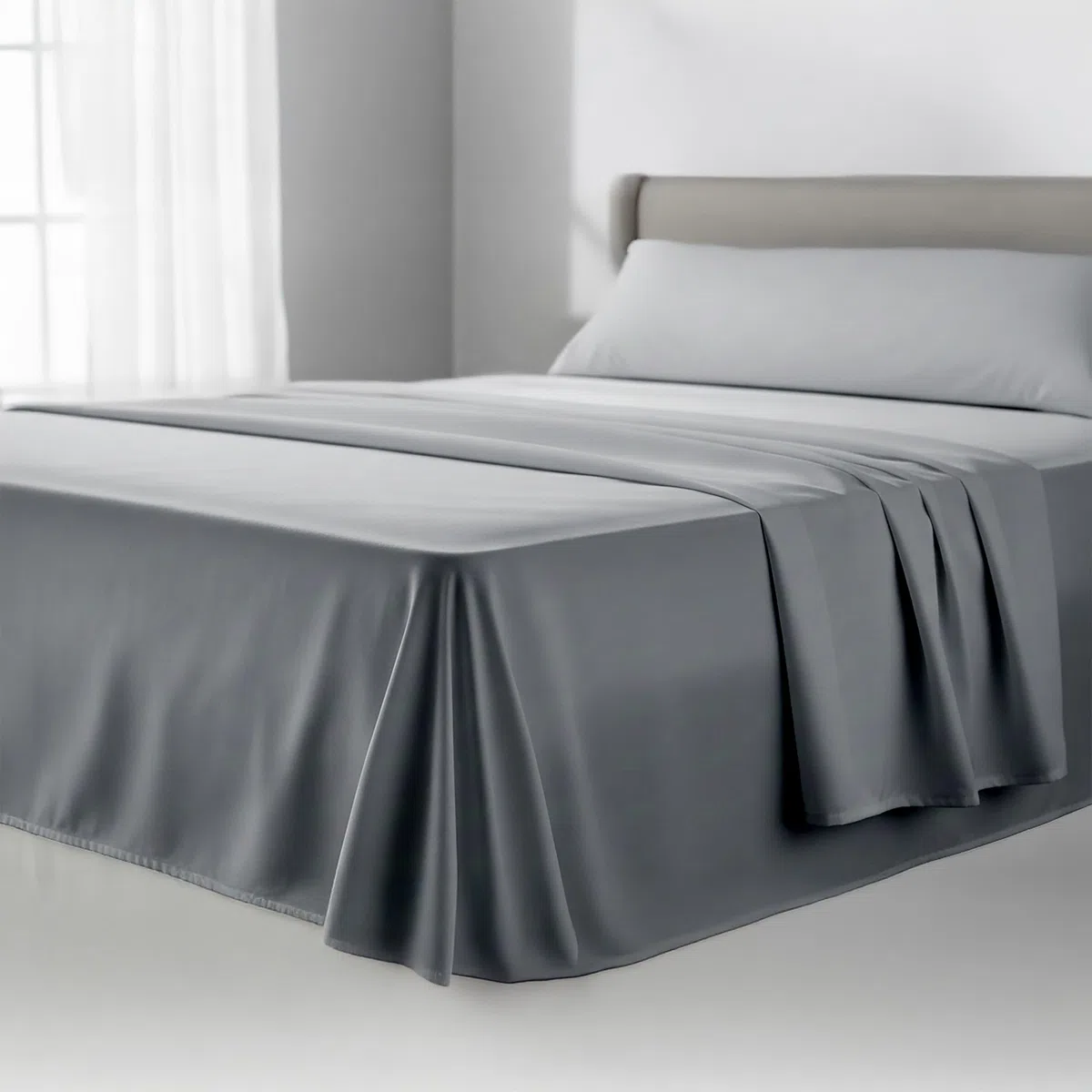 Juego de Sabanas 135 x 190/200 Gris - Sabanas Cama 135 - Ropa de Cama Completa 3 Piezas, 1 Sábana Bajera Ajustable, 1 Encimera y Funda Almohada - Microfibra Tacto Extrasuave