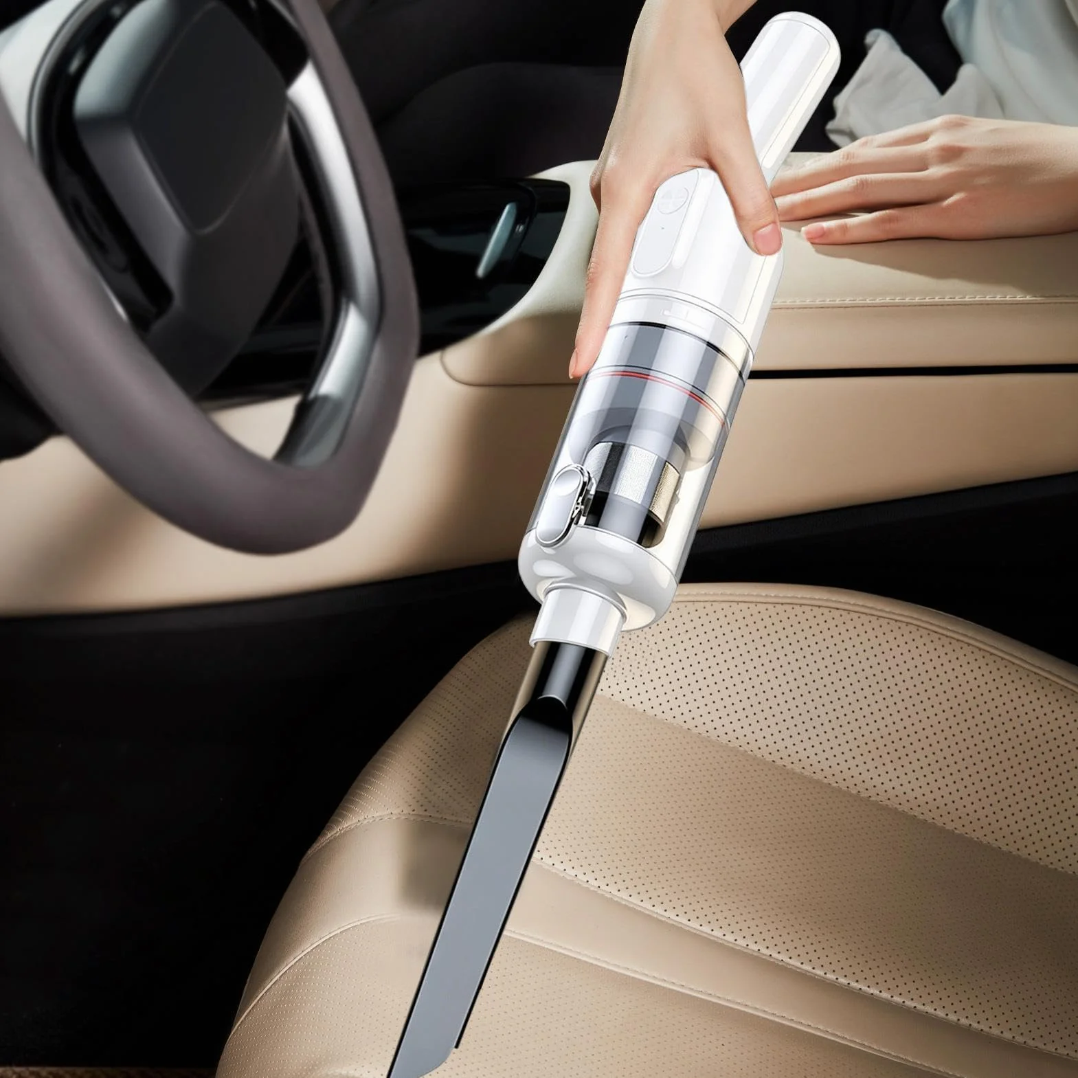 Aspiradora De Coche Alta Potencia Recargable 2 Modos Ajustables Bajo Ruido | Aspirador Para Detallado Coche Para Salón Dormitorio Sofás Alfombras Escaleras Asientos De Coche Pelo Mascotas Polvo