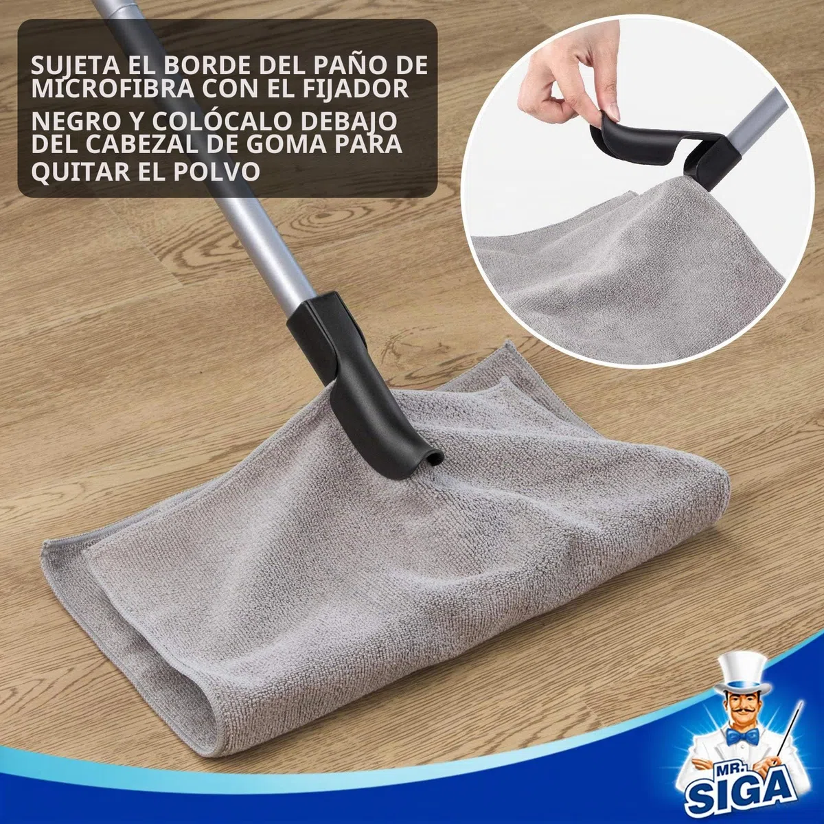 MR.SIGA Escoba de Goma, Escoba con Cerdas de Caucho Natural para Pelo Humano y de Mascotas Uso en Interior y Exterior. Limpia Alfombras, Suelos de Madera, Cubiertas y Ventanas