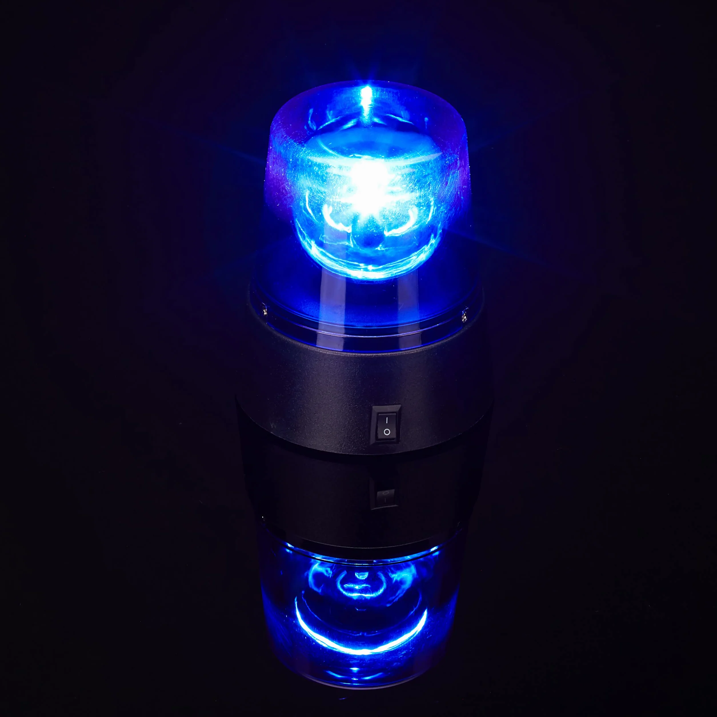 Relaxdays 2 x Luces Policía LED, Luz Advertencia Omnidireccional, para Fiestas, con Pilas, PS-ABS, Azul