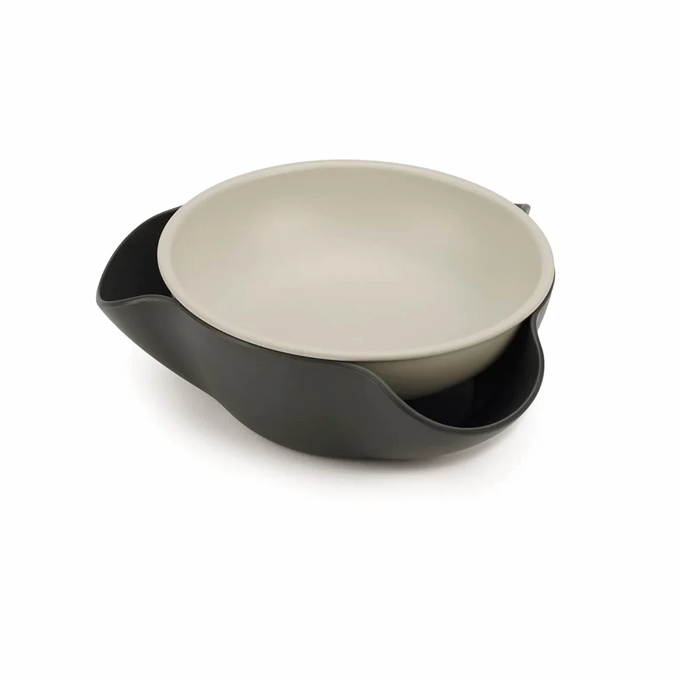 Joseph Joseph Double-Dish Cuenco de Servir con Compartimento para Desechos Alimentarios, Gris