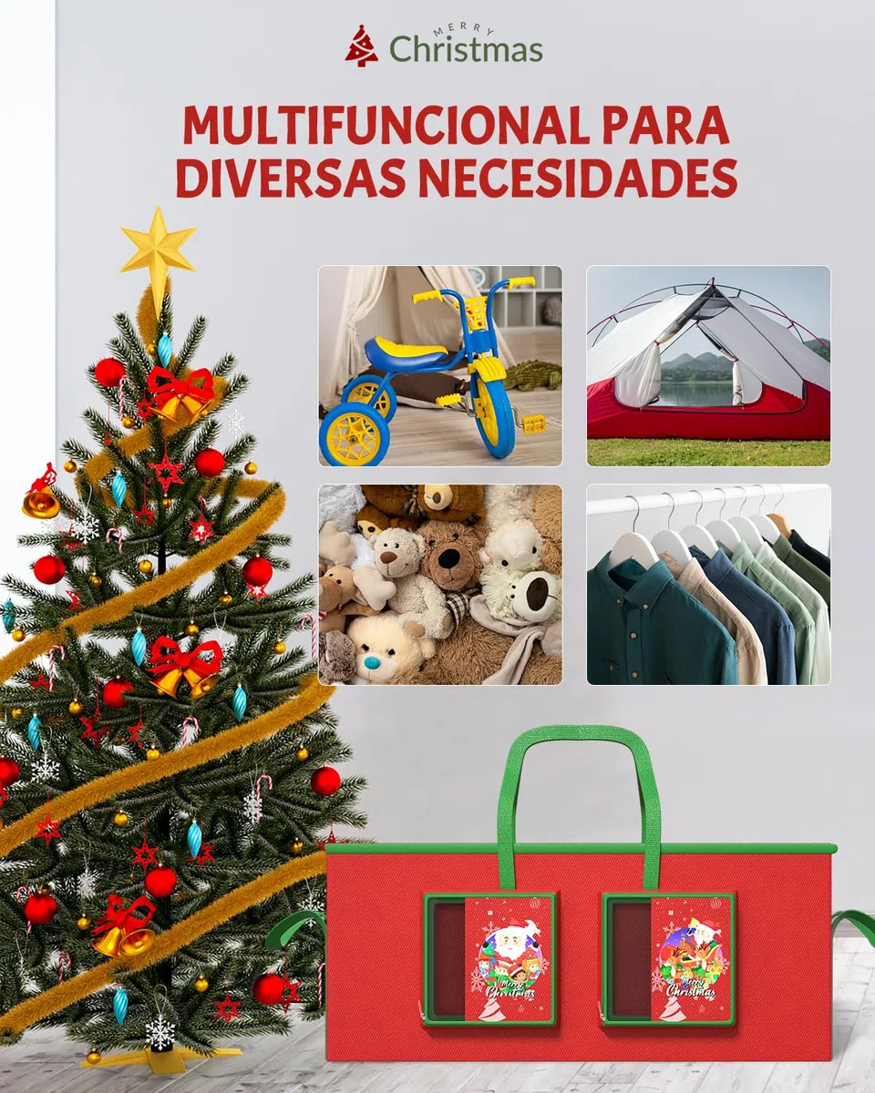 BrigthArk 210CM Bolsa de Almacenamiento para árbol de Navidad, Fabricada en Oxford 600D Impermeable, Adecuado para árboles de Navidad extraíbles de 210cm, con Cremallera y Asas de Transporte