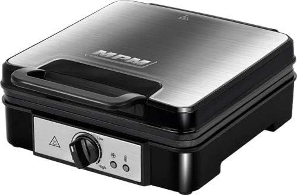 MPM MGO-36M Gofrera Profesional para 4 gofres Belgas gruesos, regulador de temperatura, placas antiadherente, carcasa acero inox, 1200W