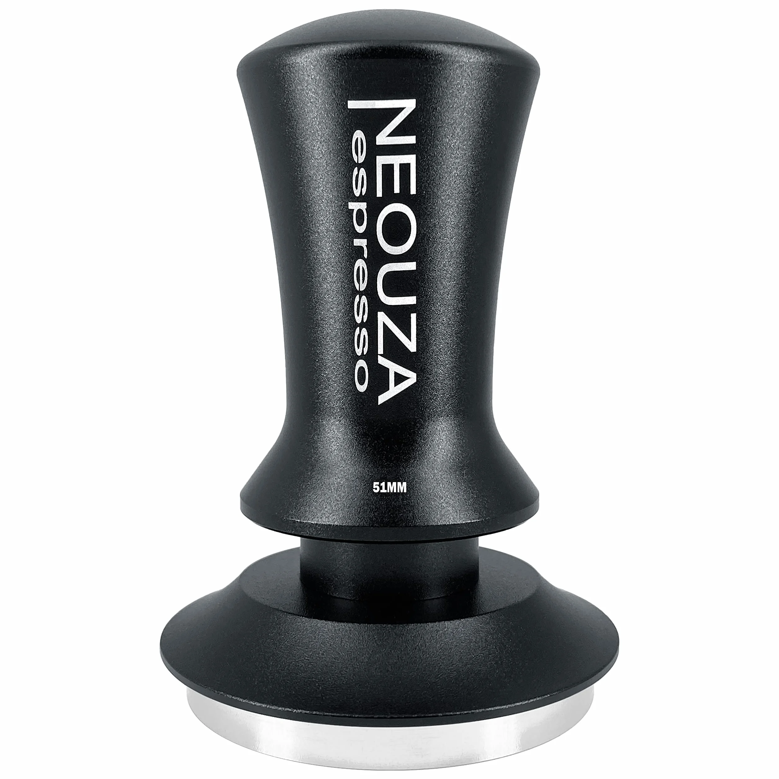 NEOUZA Herramienta de accesorios de máquina de café, antiadherente, mango refinado, base plana de acero inoxidable (51 mm, negro mate)
