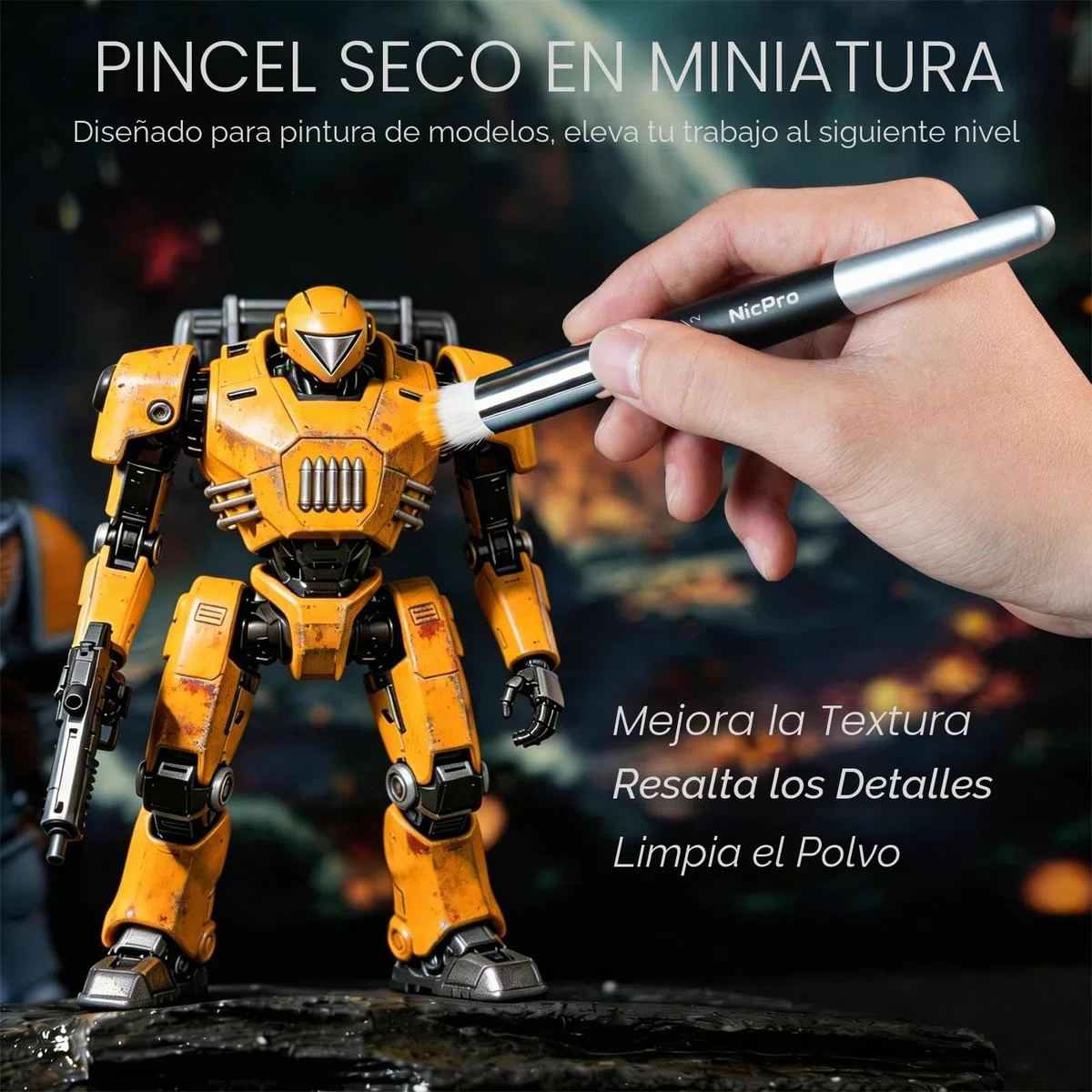 Nicpro Juego de 21 Pinceles de Pintura en Miniatura para Acuarela acrílica, Pincel seco para, Pintura, Modelo, miniaturas DND, con contenedor