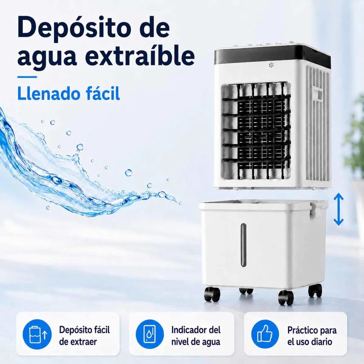 Aire Acondicionado PortáTil Sin Tubo Exterior Con HumidificacióN 36–45 DB DepóSito De Agua ExtraíBle De MáS De 10 L 3 Velocidades Con Temporizador De 2–8 H Para Los DíAs Calurosos