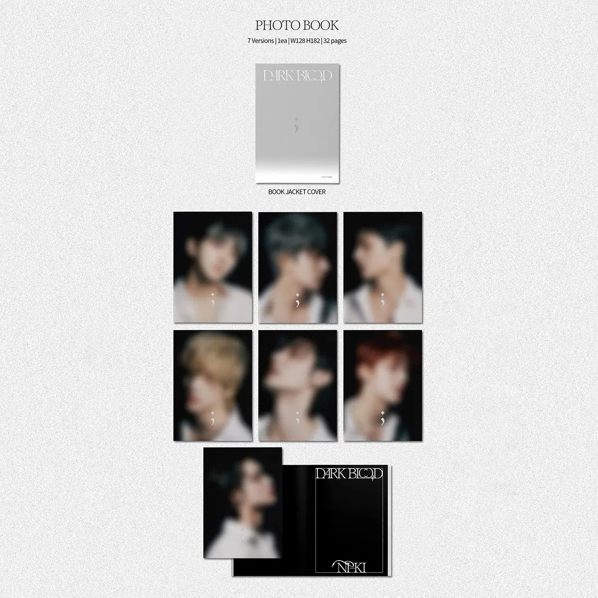 ENHYPEN – Libro de fotos Dark Blood (ENGENE ver. - RANDOM) Photo Book + CD-R + Card + Concept Card + Sticker + Postcard + 2 Pin Button Badges + 4 Extra Photocards