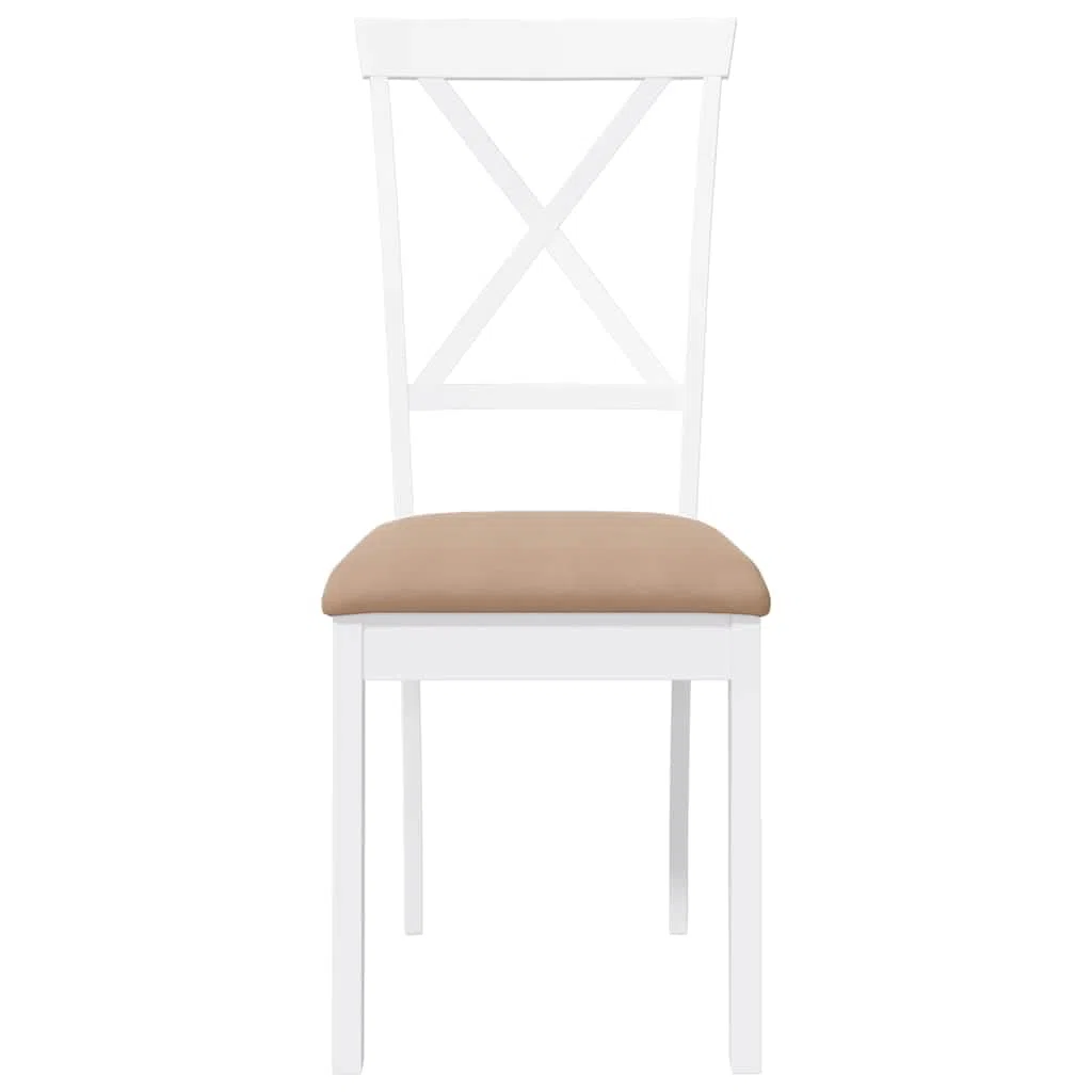Sillas de comedor con cojín 2 uds. Árbol de caucho de madera maciza blanco, diseño ergonómico con respaldo cómodo para sentarse durante mucho tiempo, resistente a los golpes y duradero
