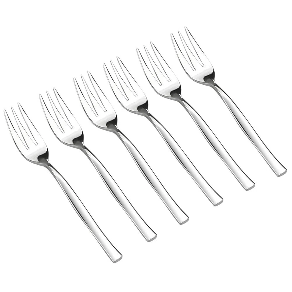 Idomy Tenedores de degustación de acero inoxidable de 3 dientes para aperitivos, 12 piezas