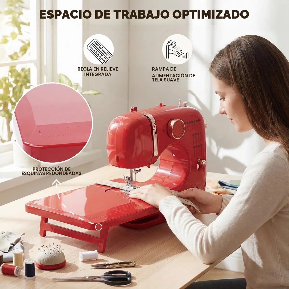 Mini máquina de coser eléctrica, 16 puntadas Multifuncional máquina de coser doméstica con doble aguja, juego de costura portátil para principiantes, arte DIY y acolchado