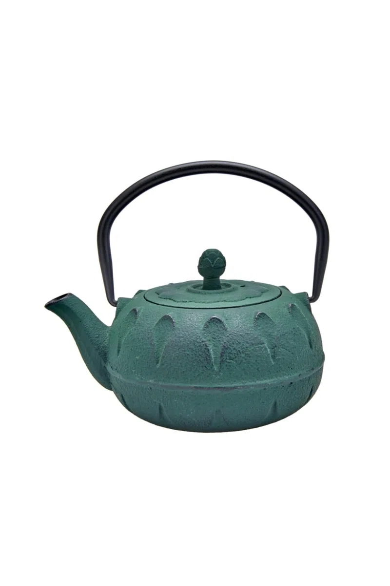 Karaca Greenish Teapot - Tetera de hierro fundido, 600 ml, tetera turca, estilo japonés auténtico