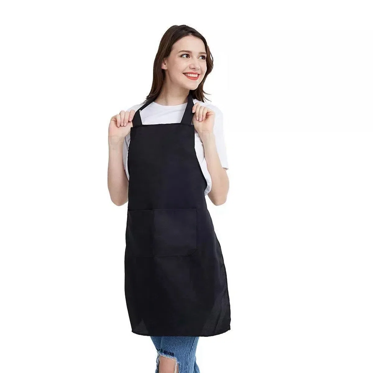 Paquete de 20 Delantales con Pechera - Delantal Negro Unisex Una Granel con 2 Bolsillos Espaciosos, Lavable Una Máquina para la Elaboración de Dibujos de Barbacoa En la Cocina