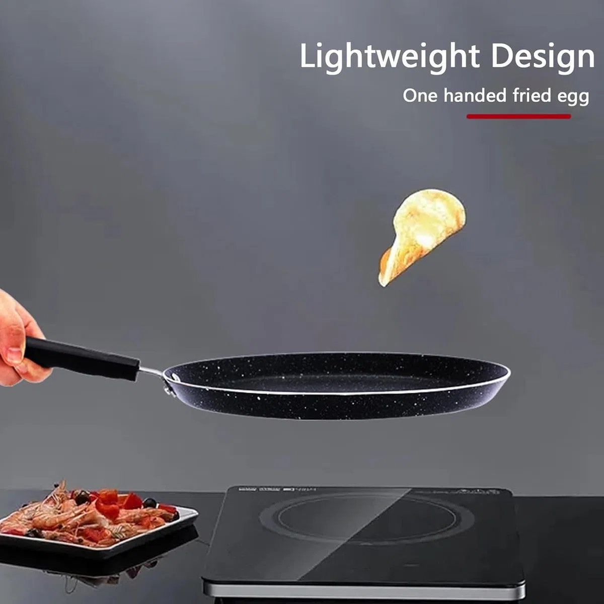 Juego de 3 sartenes antiadherentes con asa para panqueques, crepes y desayuno, sartén de aluminio, utensilios de cocina, hornear, sartén de desayuno