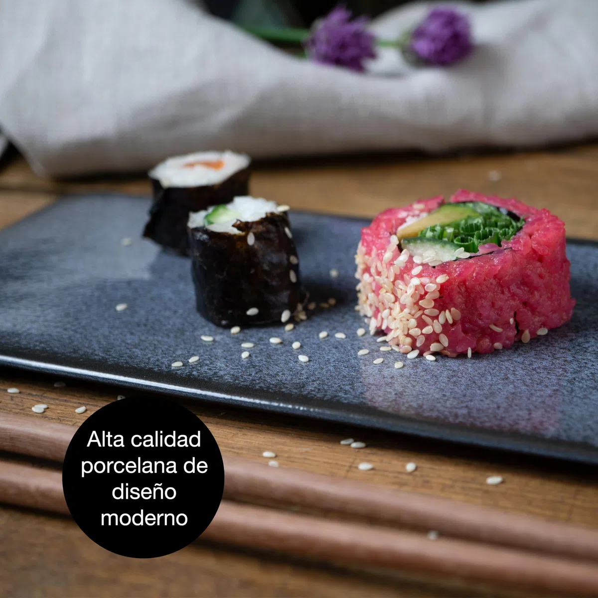 Moritz & Moritz Vajilla Sushi - Platos Sushi Ceramica - Plates Set 10 Piezas para 2 Personas - Plato Sushi con Palillos Soporte de Palillos Cuencos para Wasabi