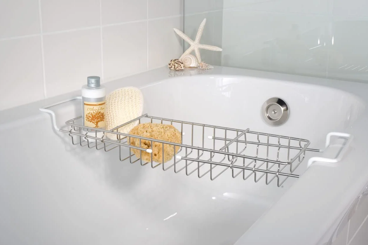 Wenko Puente bañera Acero INOX - Extensible, Acero Inoxidable, 58.5 x 8 x 13 cm, Brillante