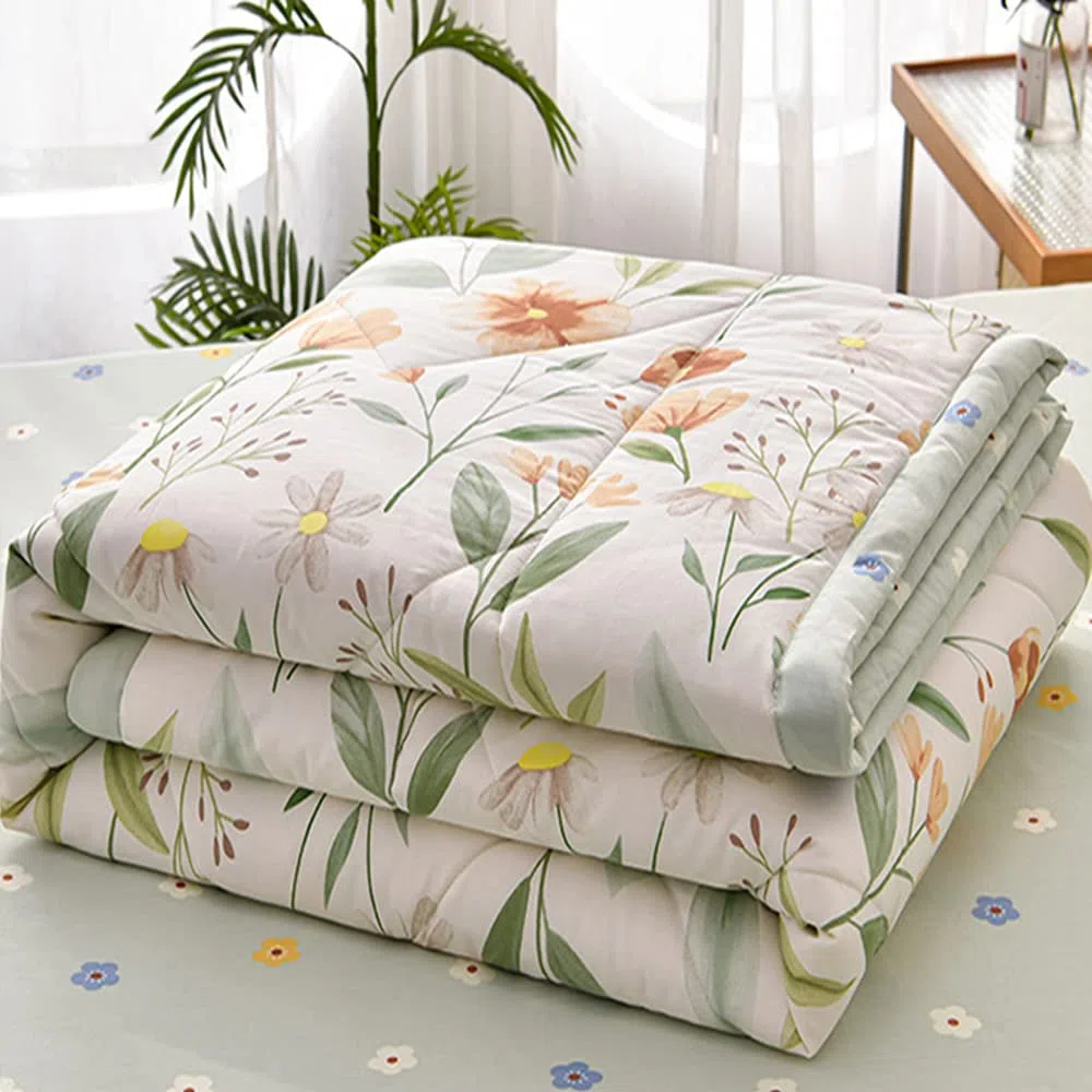 Chickwin Verde Colcha Bouti Acolchada Colcha de Verano y Primavera, 150x200cm Reversible Suave Floral Cubre Cama Entretiempo para Cama Individual Edredón Manta de Dormitorio