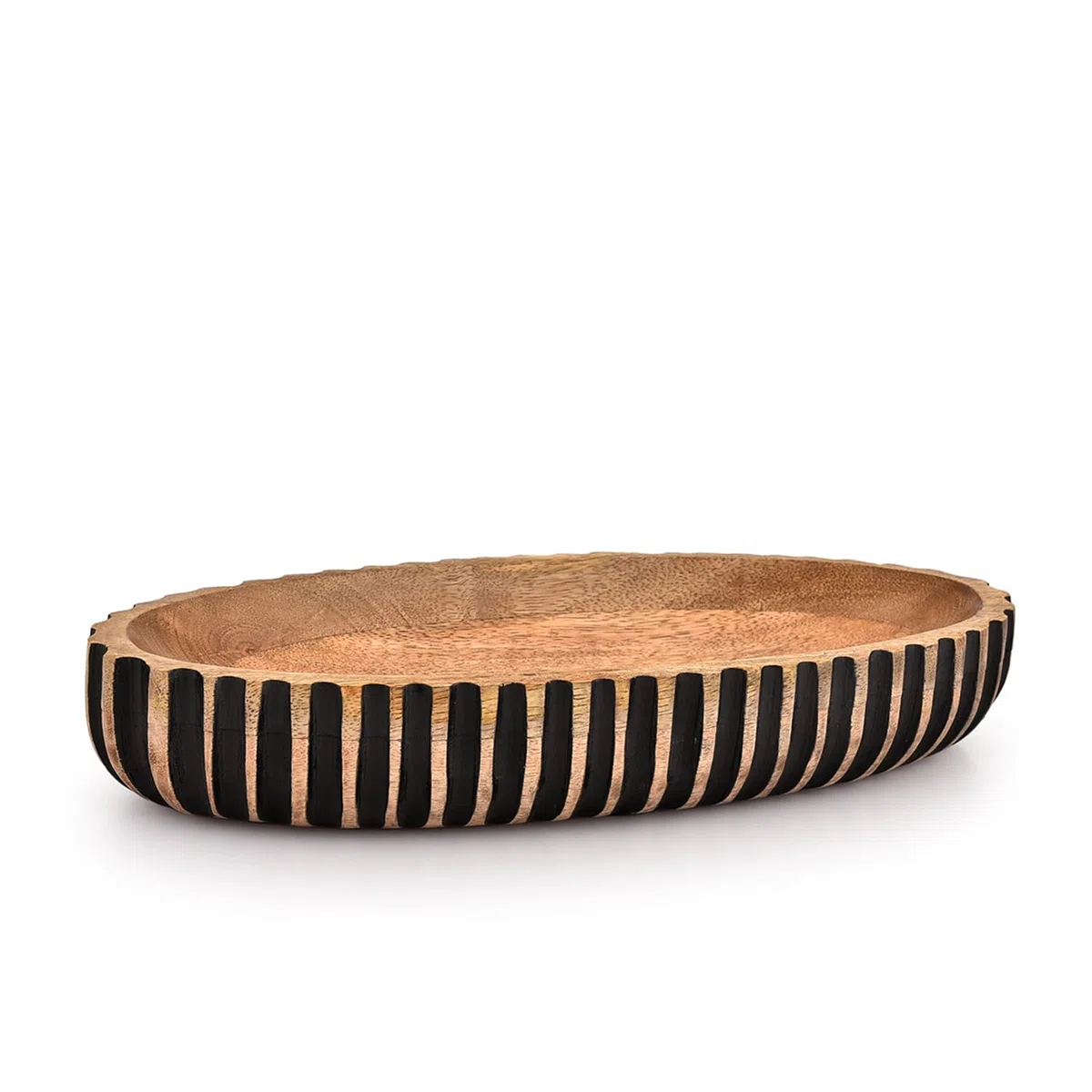 Kimona Tazón decorativo de madera, centro de mesa, decoración de mesa, cuenco largo de madera para centro de mesa (14 x 6 x 2.3 pulgadas)