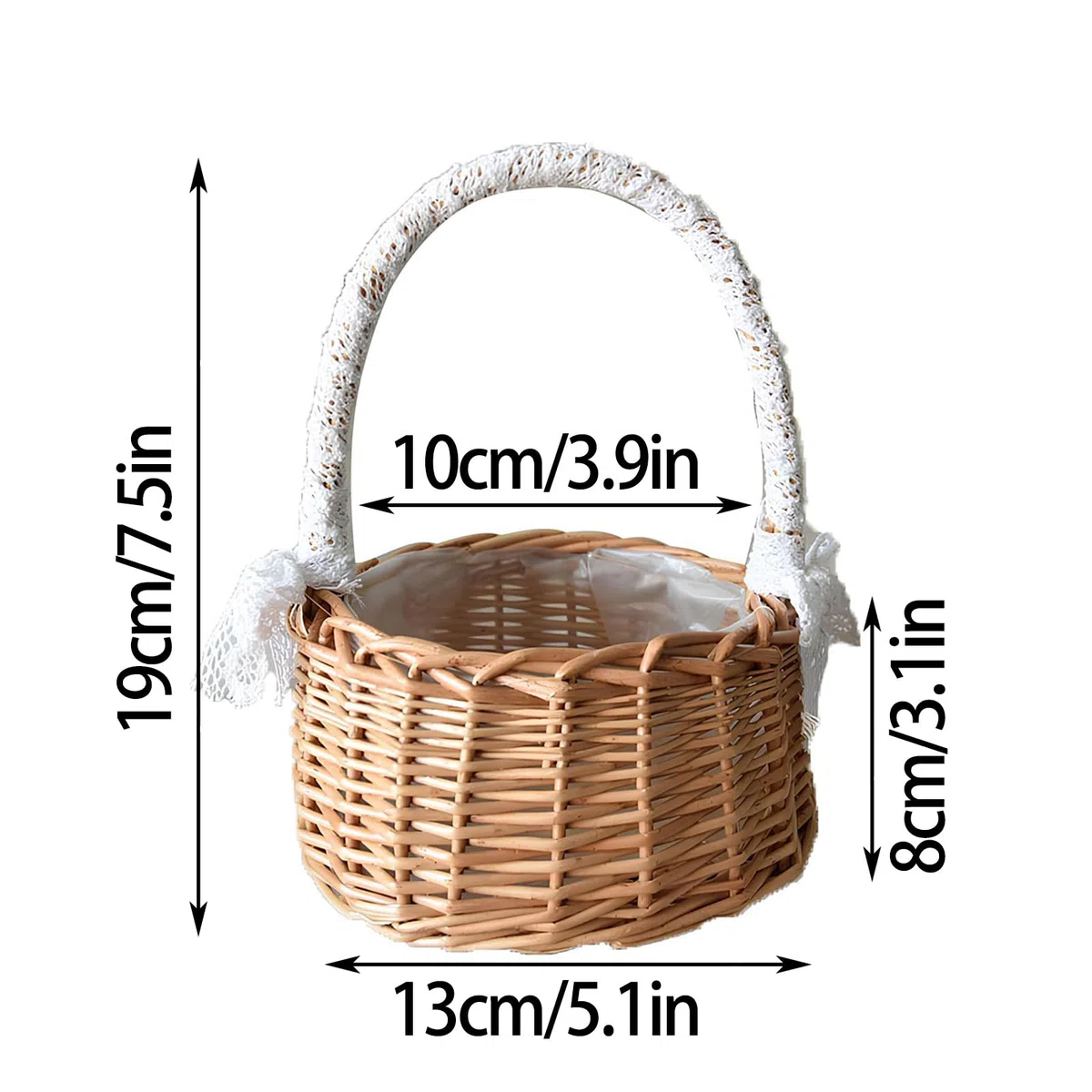 2 Piezas Cestas Pequeñas Mimbre con Asa, Boda Flor Cesta, Cesta de Paja, Cesta para Comuniones, Cestas Tejidas con Lazo, Cesta de Flores Tejida para Boda Ceremonia Fiesta, Decoración Del Jardín